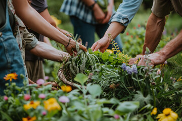 Generative AI Image of Gardener Caring for Flowers and Plants in a Vibrant Greenhouse Garden
