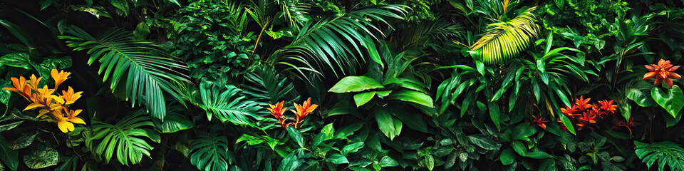Obraz premium Jungle Floor Diversity: A close-up shot of a dense tropical forest floor, revealing an array of vibrant flora and fauna.