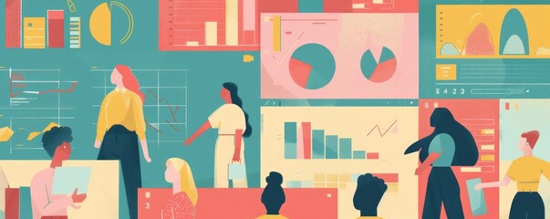 Group of activists using data analytics to track progress and measure the impact of their social justice efforts.