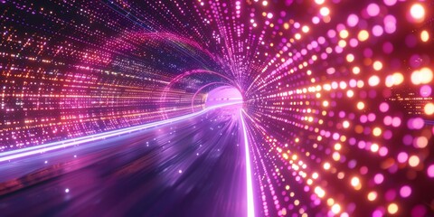 Obraz premium Coffee, Mocha, and Espresso colored streaks form an abstract neon lights tunnel. 3D Render.