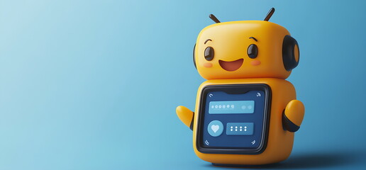3D illustration of a cute smiling chatbot icon
