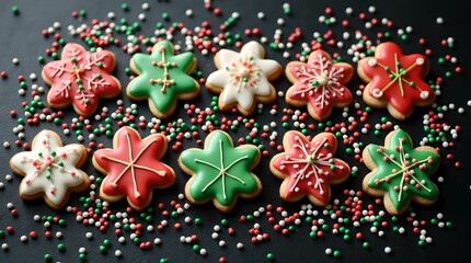 Obraz premium New Year's cookies with colorful icing