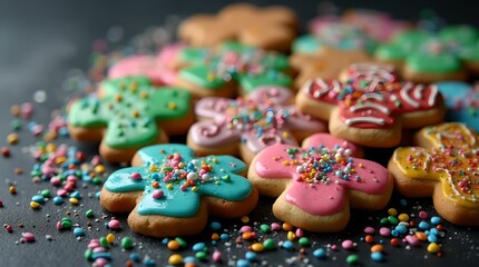 Obraz premium New Year's cookies with colorful icing