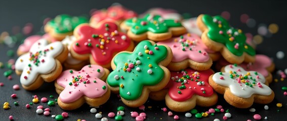 New Year's cookies with colorful icing