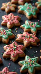 Obraz premium New Year's cookies with colorful icing