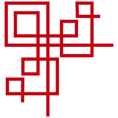 Chinese corner frame. Red Asian frames and borders. Chinese red pattern ornaments and asian oriental corner frames. 