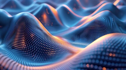 Abstract digital landscape with glowing dots, creating a dynamic and futuristic scene.