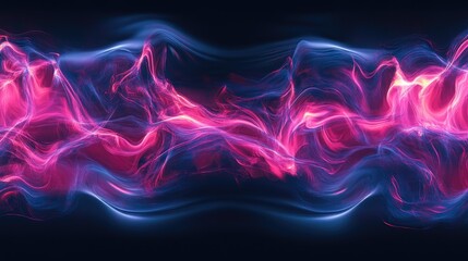 Abstract pink and blue energy waves flowing.