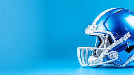 American football helmets on blue backgrounds, Super Bowl sports equipment concept