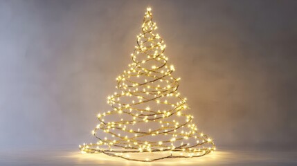 minimalistic christmas tree with different design  and with lights against white background