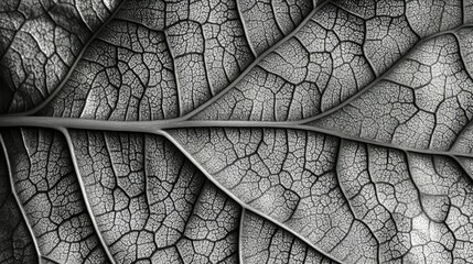 Obraz premium Close-up monochrome leaf vein texture.