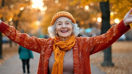 A senior influencer participating in a social media challenge, showing that age is just a number while dancing or trying a new trend.