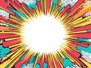 Empty comic-style background frame against transparent background for adding a playful and dynamic element to graphic designs or illustrations