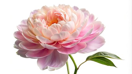 Light Pink Peony Flower Isolated on White Background - Stunning Drone Photography, Beautiful Floral Element for Designs, Print, and Digital Use, Perfect for Nature Lovers and Floral Arrangements