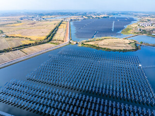 Aerial view of solar photovoltaic panels array
