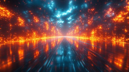 Dynamic 3D mesh of neon beams, crossing paths in vibrant red and teal, ultraHD scifi background, topdown perspective, smooth gradients and reflections