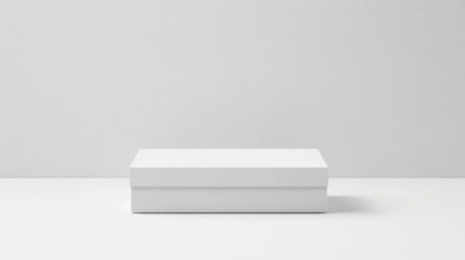 Elegant white gift box minimalist clean simple pure sophistication present package container cardboard rectangle square white background studio shot product object design mock up empty blank gift