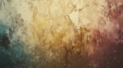 Obraz premium Abstract grunge texture with muted gold, teal, and maroon tones.