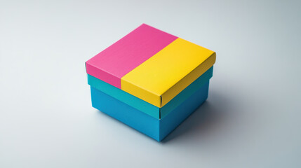 Joyful colorful gift box vibrant white background