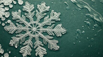 christmas wallpaper with snowflake on the green background