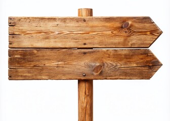 Rustic Wooden Sign on a Clean White Background with Ample Copy Space for Customization and Branding Opportunities in Various Marketing Contexts