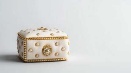 Elegant white jewelry box delicate design gold accents square box trinket box storage decorative wedding gift ornate pearl white gold small jewelry box container home decor accessory feminine luxury