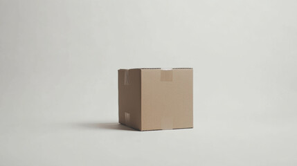 Simple, sealed cardboard box ready for shipping. Awaiting its journey