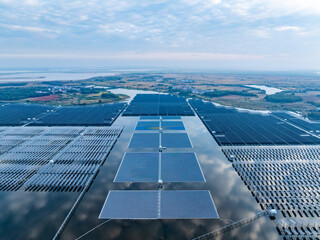 Aerial view of solar photovoltaic panels array