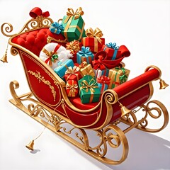 Santa Claus Snow Train Carrying Christmas Gift Boxes, Christmas, White Background, New Year, Ai Generative, Animation, 2D
