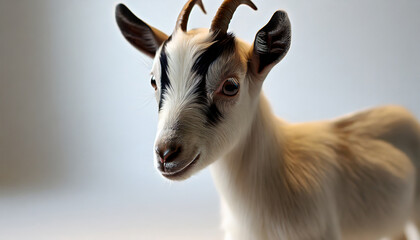 Cute Baby Goat with Black and White Stripes.  Concept of Farm Animals, Livestock, and Domestic Animals.