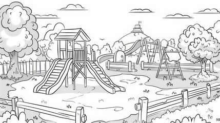 A charming playground nestled beside a picturesque hill