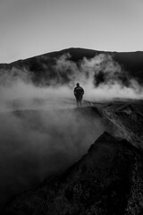 person in bolivian geysers