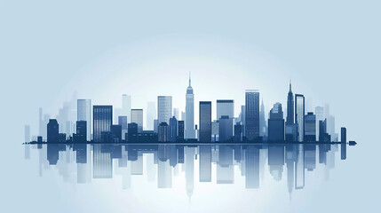 Misty dawn over a futuristic city skyline surrounded by clouds at sunrise  Modern skyline building banner with eye catching view 

