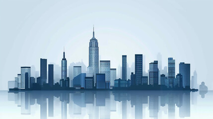 Misty dawn over a futuristic city skyline surrounded by clouds at sunrise  Modern skyline building banner with eye catching view 

