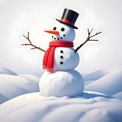 Snowman With Christmas Hat and Accessories, Christmas, White Background, New Year, Ai Generative