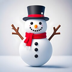 Snowman With Christmas Hat and Accessories, Christmas, White Background, New Year, Ai Generative