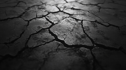 Obraz premium Dark grey, black stone background. Rock texture. Black slate background Dark charcoal concrete texture featuring detailed cracks and a rough surface in moody lighting