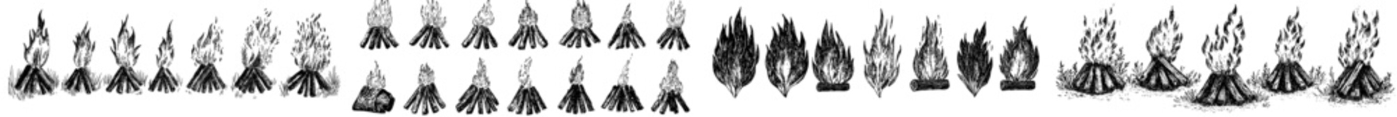 This set of fire silhouettes has a modern design and an isolated background.
