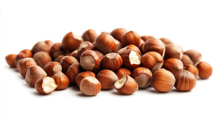 Fototapeta premium cracked Hazelnuts isolated on white background, 