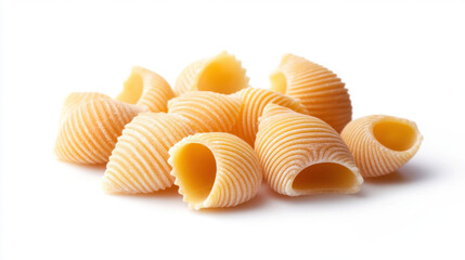 Conchiglie rigate. Raw shell pasta isolated on white background