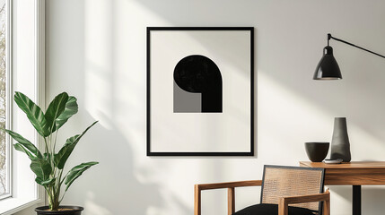 Abstract Geometric Wall Art in Modern Minimalist Interior.