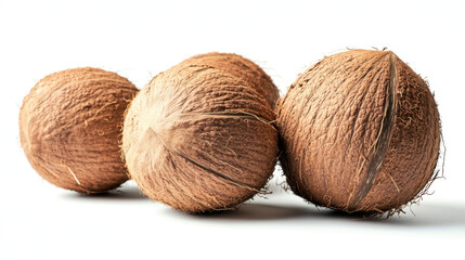 Coconuts isolated on white background, full depth of field, 