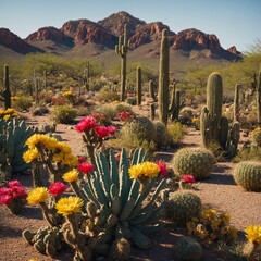 A desert garden with flowering cacti in the heart of Arizona.

