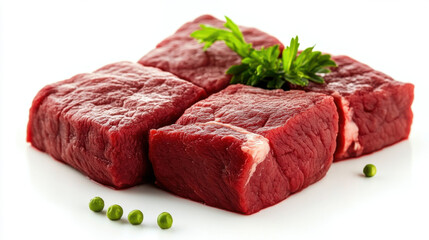 Raw beef meat isolated on white background