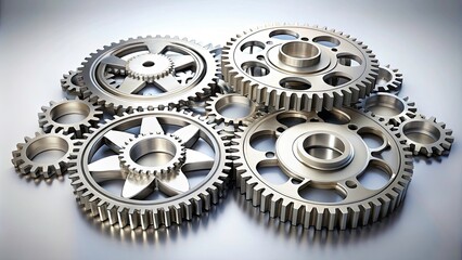 Surreal Interlocking Gears Symbolizing Teamwork and Collaboration in a Minimalist Style