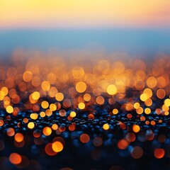 Abstract bokeh background with warm and cool tones, defocused lights creating a sparkling effect.