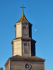 Chiloe church with moon