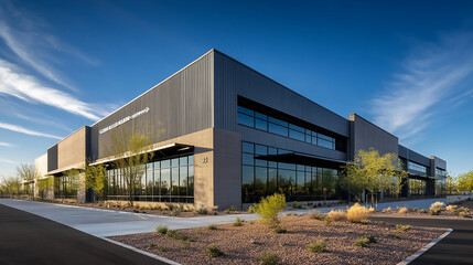 Obraz premium A low-angle view of a modern glass building in the city Futuristic Architecture. Modernity concept with geometric patterns and reflective surfaces, showcasing modern architectural aesthetics.