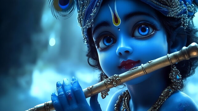 A cute adorable cartoon of Lord Krishna