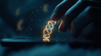 Doctor Scientist Examining Digital DNA Strand with Futuristic Technology Interface. healthcare technology concept